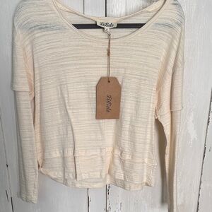 Listicle Cream Long-Sleeve Scoop Neck Women’s Top SZ SM